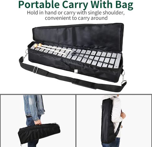 مجموعة أدوات قرع إكسيليفون فيبرافون من جلوكنسبيل، 30 ملاحظة قابلة للطي للبالغين والأطفال - تتضمن مطرقتين وحقيبة حمل in Kuwait