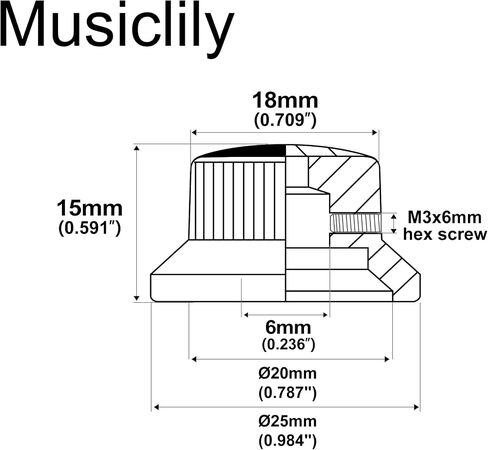 مقابض جيتار علوية من Musiclily Pro مقاس 6 مم من الفولاذ UFO Abalone مع مجموعة براغي للجيتار الكهربائي على طراز Strat، كروم (مجموعة من 3) in Saudi Arabia