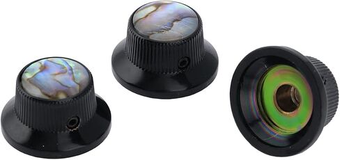 مقابض جيتار علوية من Musiclily Pro مقاس 6 مم من الفولاذ UFO Abalone مع مجموعة براغي للجيتار الكهربائي على طراز Strat، كروم (مجموعة من 3) in Saudi Arabia