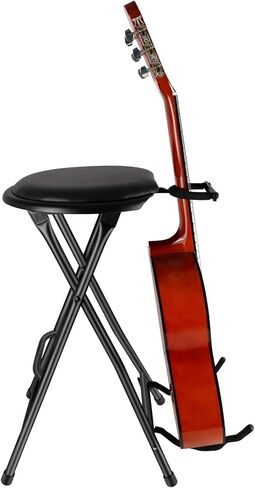 Eastrock Guitar Stool Seat, Foldable Guitar Seat with Footrest High-Density Sponges Guitar Chair with Guitar Holder for Acoustic and Electric Guitars Foldable Guitar Stand Playing Stool in Saudi Arabia