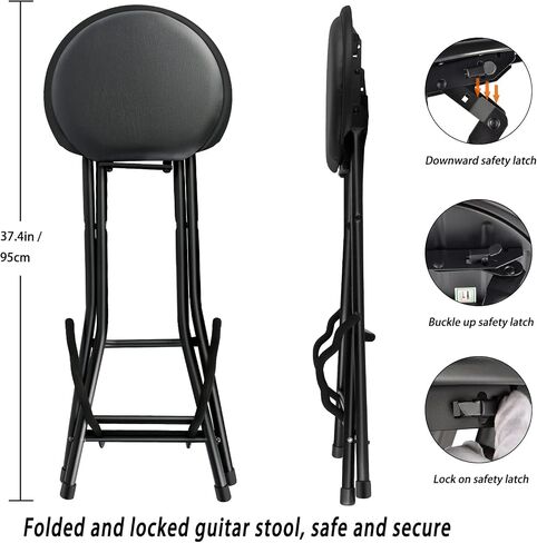 Eastrock Guitar Stool Seat, Foldable Guitar Seat with Footrest High-Density Sponges Guitar Chair with Guitar Holder for Acoustic and Electric Guitars Foldable Guitar Stand Playing Stool in Saudi Arabia