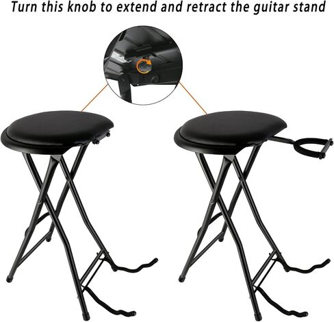 Eastrock Guitar Stool Seat, Foldable Guitar Seat with Footrest High-Density Sponges Guitar Chair with Guitar Holder for Acoustic and Electric Guitars Foldable Guitar Stand Playing Stool in Saudi Arabia