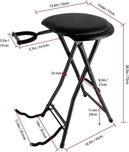Eastrock Guitar Stool Seat, Foldable Guitar Seat with Footrest High-Density Sponges Guitar Chair with Guitar Holder for Acoustic and Electric Guitars Foldable Guitar Stand Playing Stool in Saudi Arabia