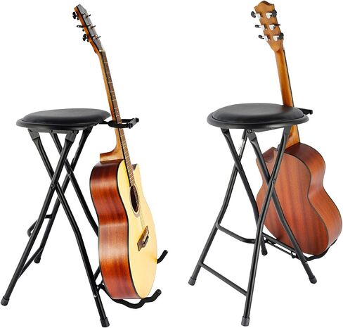 Eastrock Guitar Stool Seat, Foldable Guitar Seat with Footrest High-Density Sponges Guitar Chair with Guitar Holder for Acoustic and Electric Guitars Foldable Guitar Stand Playing Stool in Saudi Arabia