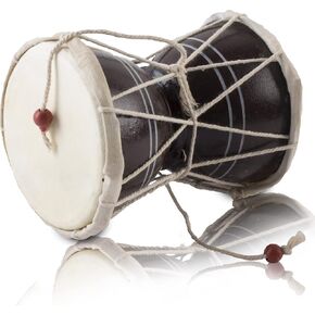 Handmade Wooden & Leather Classical Indian Folk Dumroo Damroo Damaru Hand Drum Set Percussion Decorative Collectible Showpiece World Musical Instruments (Brown)