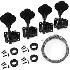 4R Bass Tuning Pegs Vintage Open Geared Locking Keys 4-in-line Tuners Machine Heads with 4 Strings Right Hand for Jazz Precision P Bass Replacement, Black in Kuwait
