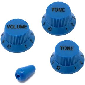 Aged White Guitar Control Knobs (1 Volume, 2 Tone, 1 Switch Tip) for Fender Strat Style Electric Guitars Fits USA (Imperial) Split Shaft Pots STKUS-AGW