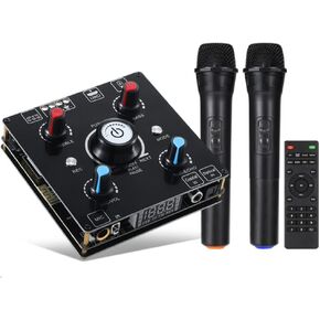 تي كيه اكس اي سي ميكروفون لاسلكي، نظام ميكروفون احترافي مزدوج محمول باليد، مكبر صوت ستيريو بلوتوث ايه ار سي فايبر محوري للمنزل والاجتماعات والحفلات والكنيسة والدي جي والزفاف والمنزل كيه تي في in Kuwait