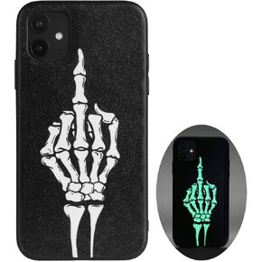 حافظة X Spirit Skull لهاتف iPhone 12، هيكل عظمي يعزف على الجيتار، تصميم Cool Edgy Gothic Emo، يتوهج في الظلام، لمسة نهائية جلدية (iPh 12-Skeleton Play Guitar) in Kuwait