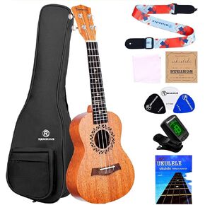 Concert Ukeleles for Beginners 23 Inch Mahogany Ukulele Cutaway Kit with Ukalalee Gig Bag,Strap,Tuner,Aquila String Set Professional Ukele Ukelele for Adults and Beginers