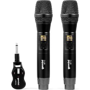 ميكروفون Gemini Sound GMU-M200 Pro Plug & Play اللاسلكي القابل لإعادة الشحن UHF مع جهاز استقبال لاسلكي ذاتي التشغيل 1/4 بوصة للخلاط أو مكبر صوت PA - كاريوكي والأداء الحي - مجموعة من 2 in Kuwait