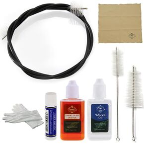 مجموعة تنظيف العناية الروشيكس ترومبيت/كورنيت مجموعة الصيانة الكاكي وزيت الصمام، شحم انزلاق، فرشاة مرنة، فرشاة صمام، فرشاة للفم، دهن الفلين، قطعة قماش تنظيف وأكثر من ذلك in Kuwait