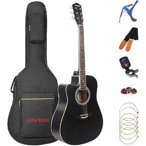 جيتار 12 وتر، جيتار جانيروك 12 وتر صوتي كهربائي، جيتار كوتاواي، حزمة مع حقيبة جيتار، موالف، أوتار، حزام، اختيارات in Kuwait