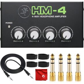 Mackie HM-4 4-Way Headphone Amplifier Bundle with Mophead 10-Foot TRS Cable, 4X 1/4" to 3.5mm Adapter, 4X Cable Ties and Microfiber Cloth in Kuwait