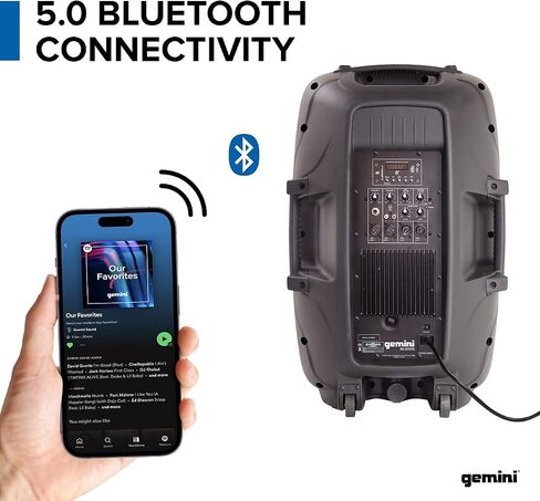 مكبر صوت Gemini Sound Bluetooth مزدوج نشط/خامل 15 بوصة مكبر صوت 2000 وات نظام PA، مدخل/مخرج XLR، ميكروفون 1/4 بوصة، مدخلات RCA/AUX، بطاقة USB SD، حامل خلاط، مجموعة كابلات الميكروفون in Saudi Arabia