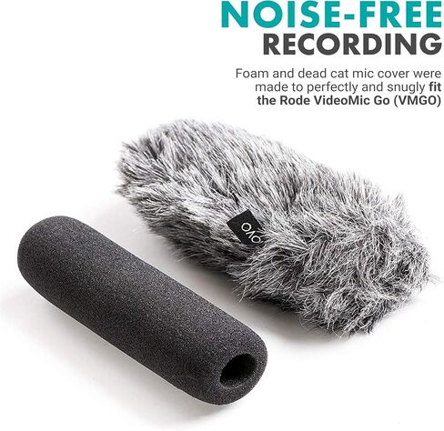 Movo WS-G7 Foam and Furry Indoor, Outdoor Microphone Windscreen Combo Pack - Custom Fit for Rode VideoMic Go in Saudi Arabia