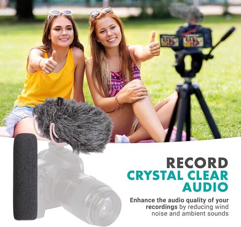 Movo WS-G7 Foam and Furry Indoor, Outdoor Microphone Windscreen Combo Pack - Custom Fit for Rode VideoMic Go in Saudi Arabia