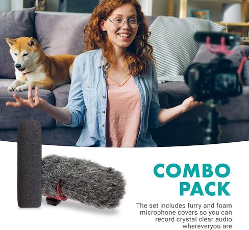 Movo WS-G7 Foam and Furry Indoor, Outdoor Microphone Windscreen Combo Pack - Custom Fit for Rode VideoMic Go in Saudi Arabia