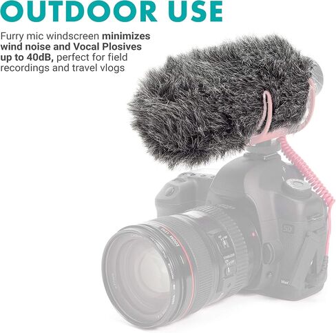 Movo WS-G7 Foam and Furry Indoor, Outdoor Microphone Windscreen Combo Pack - Custom Fit for Rode VideoMic Go in Saudi Arabia