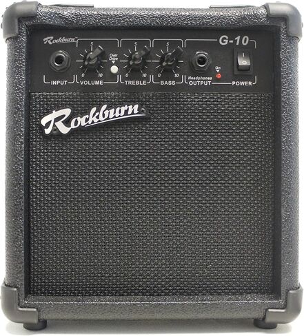مضخم صوت Rockburn 10 وات للجيتار الكهربائي مع محرك أوفر درايف وعناصر تحكم EQ ومقبض حمل (BC-10S-BK) in Saudi Arabia