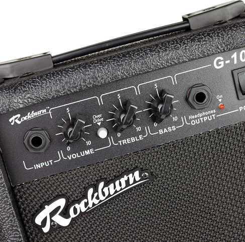 مضخم صوت Rockburn 10 وات للجيتار الكهربائي مع محرك أوفر درايف وعناصر تحكم EQ ومقبض حمل (BC-10S-BK) in Saudi Arabia