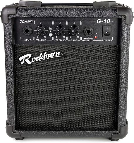مضخم صوت Rockburn 10 وات للجيتار الكهربائي مع محرك أوفر درايف وعناصر تحكم EQ ومقبض حمل (BC-10S-BK) in Saudi Arabia