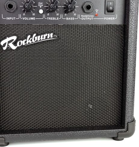 مضخم صوت Rockburn 10 وات للجيتار الكهربائي مع محرك أوفر درايف وعناصر تحكم EQ ومقبض حمل (BC-10S-BK) in Saudi Arabia