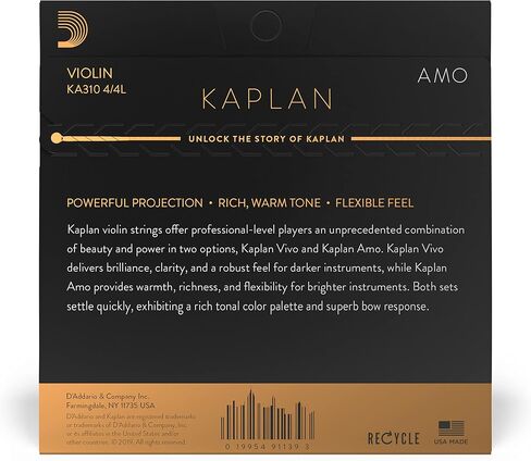 D'Addario Kaplan Amo Violin String - Single A String - KA312 4/4M - Violin Strings - 4/4 Scale, Medium Tension in Kuwait