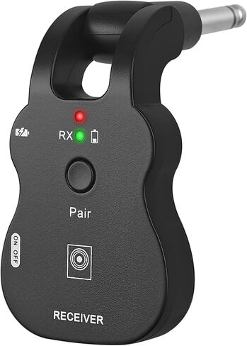 نظام جيتار لاسلكي من جيجيو يو اتش اف جهاز ارسال واستقبال جيتار لاسلكي مع 6 قنوات مدمجة ببطارية ليثيوم قابلة لاعادة الشحن ونظام جيتار رقمي للغيتار الكهربائي والباس (اسود) in Kuwait