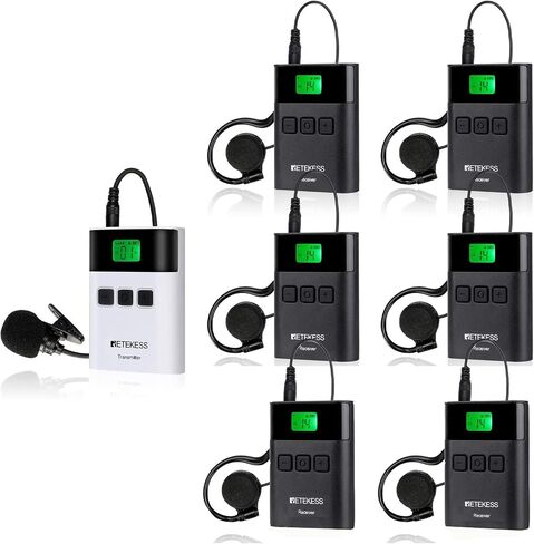 Retekess TT122 Translation Equipment, Tour Guide System Wireless, 492ft, 36 Channels, Plant Tour Headsets, Interpretation Equipment for Tour, Museum(1 Transmitter 6 Receivers) in Saudi Arabia