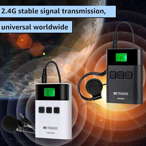 Retekess TT122 Translation Equipment, Tour Guide System Wireless, 492ft, 36 Channels, Plant Tour Headsets, Interpretation Equipment for Tour, Museum(1 Transmitter 6 Receivers) in Saudi Arabia