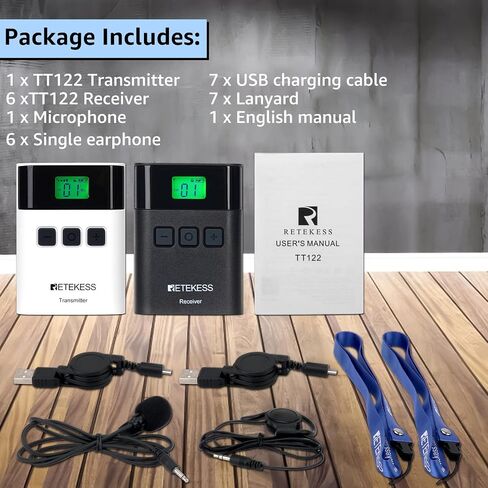 Retekess TT122 Translation Equipment, Tour Guide System Wireless, 492ft, 36 Channels, Plant Tour Headsets, Interpretation Equipment for Tour, Museum(1 Transmitter 6 Receivers) in Saudi Arabia