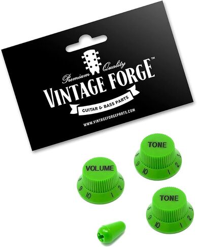 مقابض التحكم في الجيتار باللون الأسود من Vintage Forge (حجم واحد، 2 نغمة، 1 طرف تبديل) للجيتار الكهربائي بنمط Fender Strat يناسب الولايات المتحدة الأمريكية (الإمبراطورية) ذات العمود المقسم STKUS-BLK in Kuwait