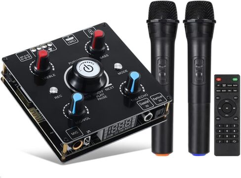 تي كيه اكس اي سي ميكروفون لاسلكي، نظام ميكروفون احترافي مزدوج محمول باليد، مكبر صوت ستيريو بلوتوث ايه ار سي فايبر محوري للمنزل والاجتماعات والحفلات والكنيسة والدي جي والزفاف والمنزل كيه تي في in Kuwait