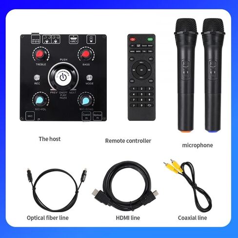 تي كيه اكس اي سي ميكروفون لاسلكي، نظام ميكروفون احترافي مزدوج محمول باليد، مكبر صوت ستيريو بلوتوث ايه ار سي فايبر محوري للمنزل والاجتماعات والحفلات والكنيسة والدي جي والزفاف والمنزل كيه تي في in Kuwait