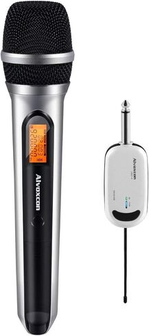 نظام ميكروفون لاسلكي Alvoxcon، ميكروفون ديناميكي UHF محمول باليد لـ PA، مضخم الصوت، ستيريو، المؤتمرات، DJ، التسجيل الصوتي، الغناء، الكنيسة، الأداء على المسرح، أحداث الحفلات (جهاز استقبال صغير بمقبس 1/4 بوصة) in Kuwait