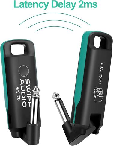 Kapama Imports SWIFF WS-70 جهاز إرسال واستقبال جيتار لاسلكي - نظام جيتار لاسلكي - زمن وصول منخفض وإعادة إنتاج الصوت العالي - ميكروفون جيتار مع بطارية ليثيوم مدمجة قابلة لإعادة الشحن in Kuwait