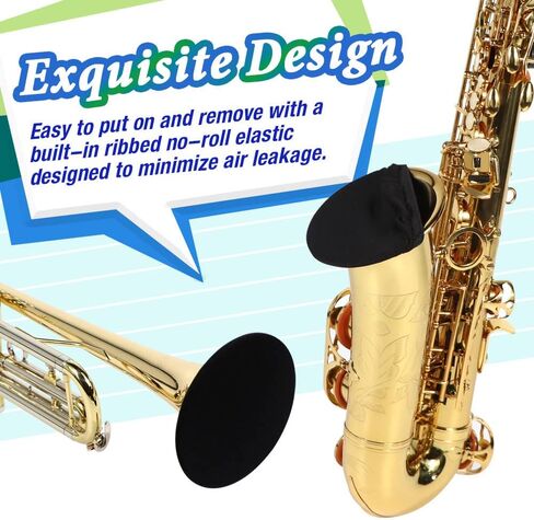 أغطية أجراس الآلات الموسيقية Libretto (4-5 بوصات)، قطعتان، قابلة لإعادة الاستخدام، قابلة للغسل، نسيج متين عالي الجودة. تأتي مع حقيبة بسحاب صديقة للبيئة - مثالية للبوق، وألتو ساكس، وباس كلارينيت! in Kuwait