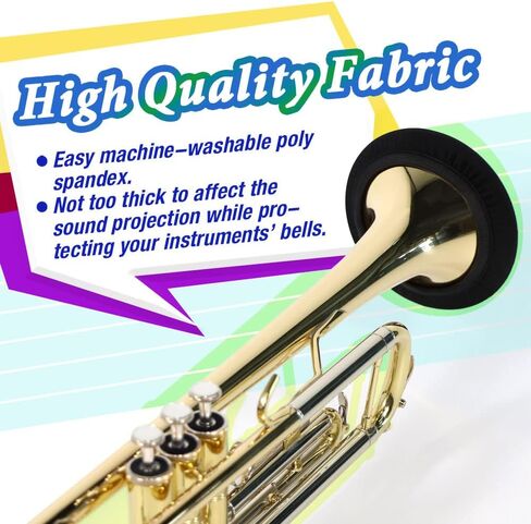 أغطية أجراس الآلات الموسيقية Libretto (4-5 بوصات)، قطعتان، قابلة لإعادة الاستخدام، قابلة للغسل، نسيج متين عالي الجودة. تأتي مع حقيبة بسحاب صديقة للبيئة - مثالية للبوق، وألتو ساكس، وباس كلارينيت! in Kuwait