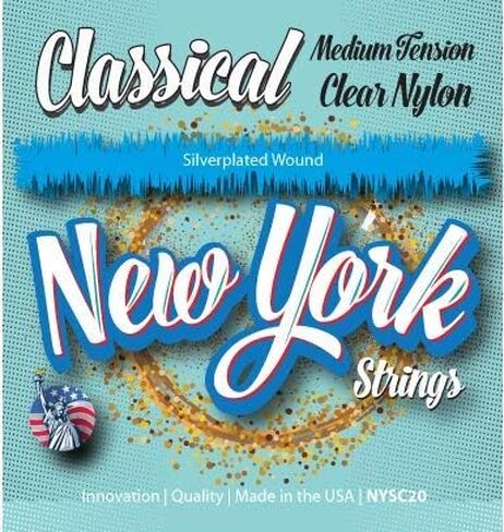 New York Strings NYSC20 أوتار جيتار كلاسيكية نايلون شفاف مطلي بالفضة - توتر متوسط ​​- ابتكار - جودة - The New York Strings هي سيمفونية من الأوتار - صُنع في الولايات المتحدة الأمريكية in Kuwait