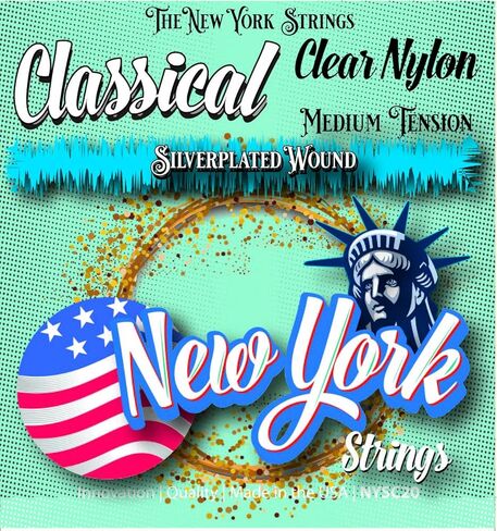 New York Strings NYSC20 أوتار جيتار كلاسيكية نايلون شفاف مطلي بالفضة - توتر متوسط ​​- ابتكار - جودة - The New York Strings هي سيمفونية من الأوتار - صُنع في الولايات المتحدة الأمريكية in Kuwait