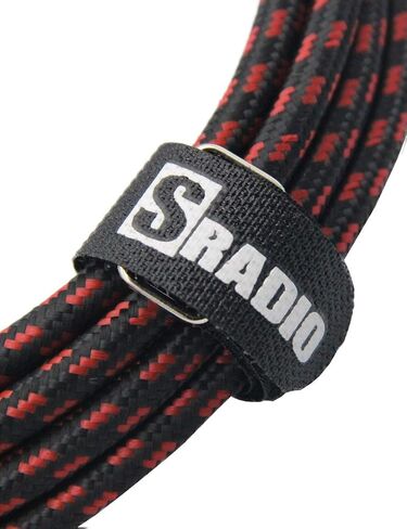 SRADIO كابل أداة الغيتار 10 أقدام، سلك أمبير الزاوية اليمنى 1/4 بوصة TS إلى كابل جيتار TS 1/4 بوصة مستقيم 10 أقدام مع قماش تويد أحمر للجيتار الكهربائي، باس، لوحة المفاتيح in Saudi Arabia