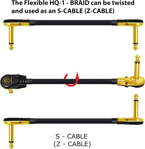 6 Units - 15 Inch - Audioblast HQ-1-BRAID (Black) - Ultra Flexible -Dual Shielded(100%) -Instrument Effects Pedal Patch Cable w/Low-Profile, R/A Gold Pancake TS(6.35mm) Plugs & Dual Staggered Boots in Saudi Arabia
