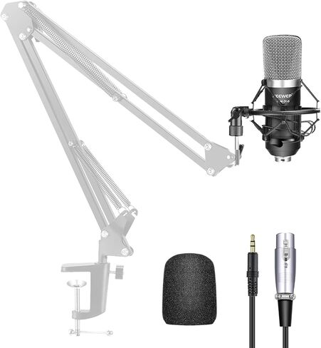 Neewer NW-700 Studio Condenser Microphone Set Including: NW-700 Condenser Microphone, Metal Microphone Shock Mount, Ball-type Foam Cap, Audio Cable for Broadcasting Voice Recording in Saudi Arabia