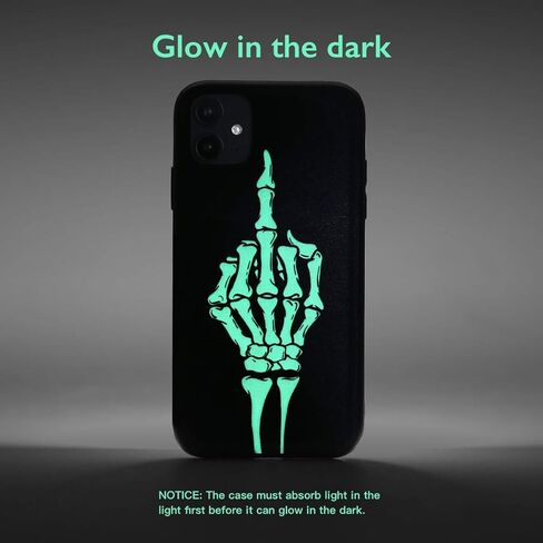 حافظة X Spirit Skull لهاتف iPhone 12، هيكل عظمي يعزف على الجيتار، تصميم Cool Edgy Gothic Emo، يتوهج في الظلام، لمسة نهائية جلدية (iPh 12-Skeleton Play Guitar) in Saudi Arabia