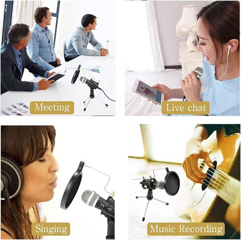 MSIZOY Professional 3.5 ملم ميكروفون مكثف للكمبيوتر ستوديو تسجيل سطح المكتب ميكروفون متوافق مع الكمبيوتر المحمول iPhone، توصيل وتشغيل الميكروفون مع مرشح بوب حامل للألعاب بودكاست الدردشة عبر الإنترنت in Kuwait