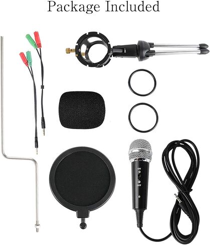 MSIZOY Professional 3.5 ملم ميكروفون مكثف للكمبيوتر ستوديو تسجيل سطح المكتب ميكروفون متوافق مع الكمبيوتر المحمول iPhone، توصيل وتشغيل الميكروفون مع مرشح بوب حامل للألعاب بودكاست الدردشة عبر الإنترنت in Kuwait