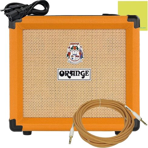 Orange Amps Crush 12-12W 1x6 مجموعة جيتار كومبو أمبير مع Pig Hog 10' Orange Cream 2.0 كابل أداة، محول التيار المتردد لإمداد الطاقة، 12x اللقطات وقماش تلميع in Saudi Arabia