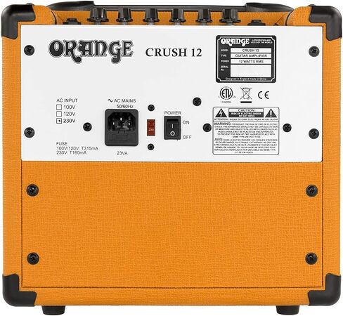 Orange Amps Crush 12-12W 1x6 مجموعة جيتار كومبو أمبير مع Pig Hog 10' Orange Cream 2.0 كابل أداة، محول التيار المتردد لإمداد الطاقة، 12x اللقطات وقماش تلميع in Saudi Arabia