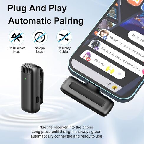 ميكروفون Suifam 2023 اللاسلكي لأجهزة iPhone وiPad مع علبة شحن طويلة الأمد، نطاق نقل 65 قدمًا، و3 أوضاع Denoise لمدونات الفيديو، والمقابلات، وتسجيل الفيديو in Saudi Arabia